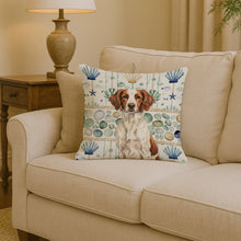 Load image into Gallery viewer, Liver and White Brittany Coastal Sea Glass Throw Pillow
