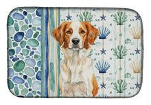 Load image into Gallery viewer, Orange and White Brittany Coastal Sea Glass Dish Drying Mat