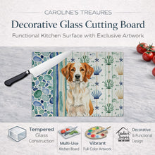 Load image into Gallery viewer, Orange and White Brittany Coastal Sea Glass Glass Cutting Board