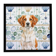 Load image into Gallery viewer, Orange and White Brittany Coastal Sea Glass Framed Metal Print
