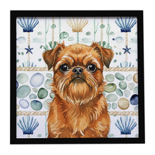 Load image into Gallery viewer, Belge Brussels Griffon Coastal Sea Glass Framed Metal Print