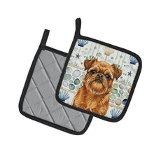 Load image into Gallery viewer, Belge Brussels Griffon Coastal Sea Glass Pair of Pot Holders