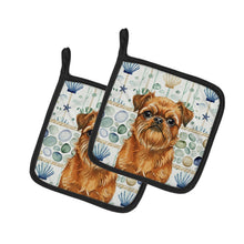 Load image into Gallery viewer, Belge Brussels Griffon Coastal Sea Glass Pair of Pot Holders