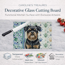 Load image into Gallery viewer, Black and Tan Brussels Griffon Coastal Sea Glass Glass Cutting Board