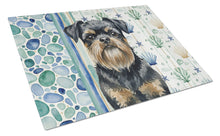 Load image into Gallery viewer, Black and Tan Brussels Griffon Coastal Sea Glass Glass Cutting Board