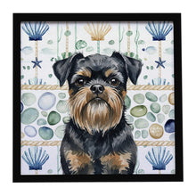 Load image into Gallery viewer, Black and Tan Brussels Griffon Coastal Sea Glass Framed Metal Print