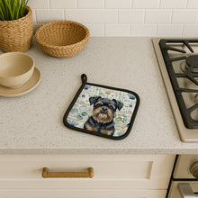 Load image into Gallery viewer, Black and Tan Brussels Griffon Coastal Sea Glass Pair of Pot Holders