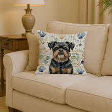Load image into Gallery viewer, Black and Tan Brussels Griffon Coastal Sea Glass Throw Pillow