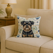 Load image into Gallery viewer, Black and Tan Brussels Griffon Coastal Sea Glass Throw Pillow