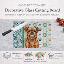 Load image into Gallery viewer, Red Brussels Griffon Coastal Sea Glass Glass Cutting Board