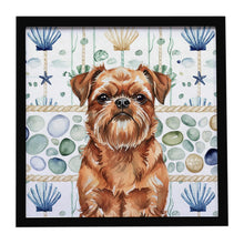 Load image into Gallery viewer, Red Brussels Griffon Coastal Sea Glass Framed Metal Print