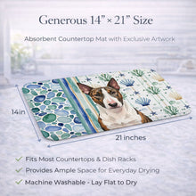 Load image into Gallery viewer, Brindle and White Bull Terrier Coastal Sea Glass Dish Drying Mat