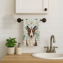 Load image into Gallery viewer, Brindle and White Bull Terrier Coastal Sea Glass Kitchen Towel