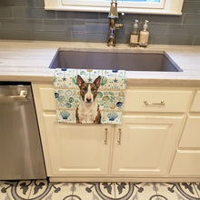 Load image into Gallery viewer, Brindle and White Bull Terrier Coastal Sea Glass Kitchen Towel