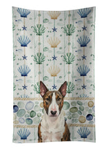 Load image into Gallery viewer, Brindle and White Bull Terrier Coastal Sea Glass Kitchen Towel