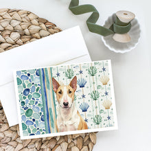 Load image into Gallery viewer, Fawn and White Bull Terrier Coastal Sea Glass Greeting Cards Pack of 8