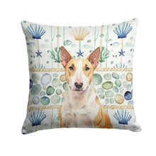 Load image into Gallery viewer, Fawn and White Bull Terrier Coastal Sea Glass Throw Pillow