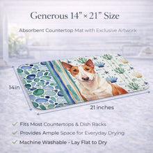 Load image into Gallery viewer, Red and White Bull Terrier Coastal Sea Glass Dish Drying Mat