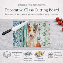 Load image into Gallery viewer, Red and White Bull Terrier Coastal Sea Glass Glass Cutting Board