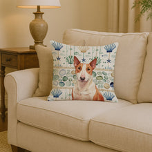 Load image into Gallery viewer, Red and White Bull Terrier Coastal Sea Glass Throw Pillow