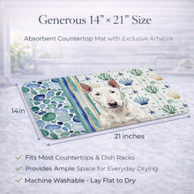 Load image into Gallery viewer, White Bull Terrier Coastal Sea Glass Dish Drying Mat
