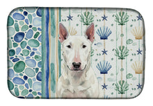 Load image into Gallery viewer, White Bull Terrier Coastal Sea Glass Dish Drying Mat