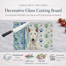 Load image into Gallery viewer, White Bull Terrier Coastal Sea Glass Glass Cutting Board