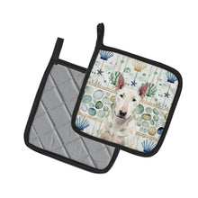 Load image into Gallery viewer, White Bull Terrier Coastal Sea Glass Pair of Pot Holders