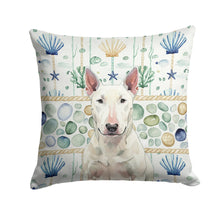 Load image into Gallery viewer, White Bull Terrier Coastal Sea Glass Throw Pillow