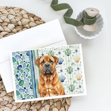 Load image into Gallery viewer, Red Bullmastiff Coastal Sea Glass Greeting Cards Pack of 8