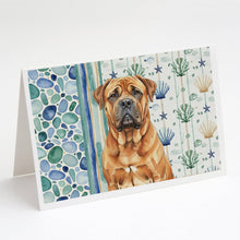Load image into Gallery viewer, Red Bullmastiff Coastal Sea Glass Greeting Cards Pack of 8