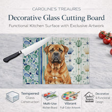 Load image into Gallery viewer, Red Bullmastiff Coastal Sea Glass Glass Cutting Board