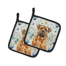 Load image into Gallery viewer, Red Bullmastiff Coastal Sea Glass Pair of Pot Holders