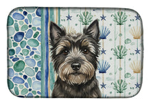 Load image into Gallery viewer, Black Cairn Terrier Coastal Sea Glass Dish Drying Mat
