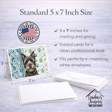 Load image into Gallery viewer, Black Cairn Terrier Coastal Sea Glass Greeting Cards Pack of 8