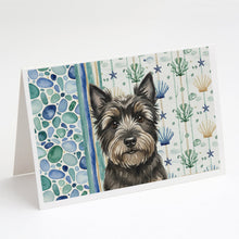 Load image into Gallery viewer, Black Cairn Terrier Coastal Sea Glass Greeting Cards Pack of 8