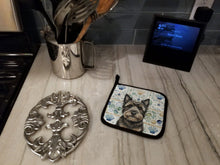 Load image into Gallery viewer, Black Cairn Terrier Coastal Sea Glass Pair of Pot Holders