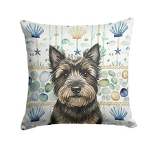 Load image into Gallery viewer, Black Cairn Terrier Coastal Sea Glass Throw Pillow