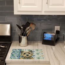 Load image into Gallery viewer, Cairn Terrier Coastal Sea Glass Glass Cutting Board