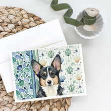 Load image into Gallery viewer, Black and White Cardigan Welsh Corgi Coastal Sea Glass Greeting Cards Pack of 8