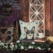 Load image into Gallery viewer, Black and White Cardigan Welsh Corgi Coastal Sea Glass Throw Pillow