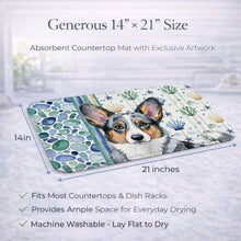 Load image into Gallery viewer, Blue Merle Cardigan Welsh Corgi Coastal Sea Glass Dish Drying Mat