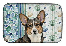 Load image into Gallery viewer, Brindle Cardigan Welsh Corgi Coastal Sea Glass Dish Drying Mat