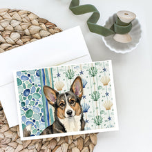 Load image into Gallery viewer, Brindle Cardigan Welsh Corgi Coastal Sea Glass Greeting Cards Pack of 8