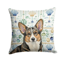 Load image into Gallery viewer, Brindle Cardigan Welsh Corgi Coastal Sea Glass Throw Pillow