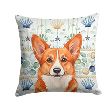 Load image into Gallery viewer, Red Cardigan Welsh Corgi Coastal Sea Glass Throw Pillow