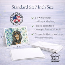 Load image into Gallery viewer, Black and Tan Cavalier Spaniel Coastal Sea Glass Greeting Cards Pack of 8