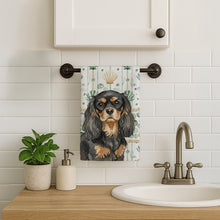Load image into Gallery viewer, Black and Tan Cavalier Spaniel Coastal Sea Glass Kitchen Towel