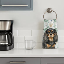 Load image into Gallery viewer, Black and Tan Cavalier Spaniel Coastal Sea Glass Kitchen Towel