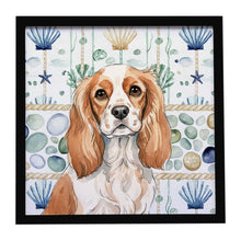 Load image into Gallery viewer, Blenheim Cavalier Spaniel Coastal Sea Glass Framed Metal Print